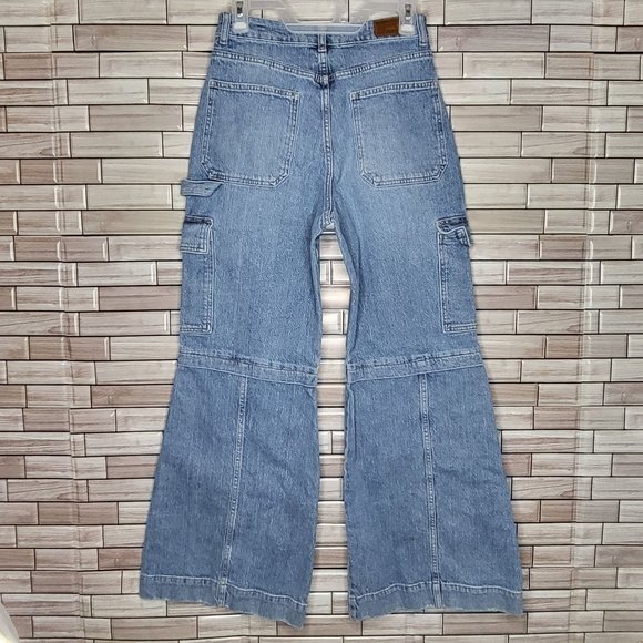 Social Tourist Ultra High‎ Rise Jeans 9R Hollister Flare Leg Cargo Pants Stretch - Picture 6 of 15